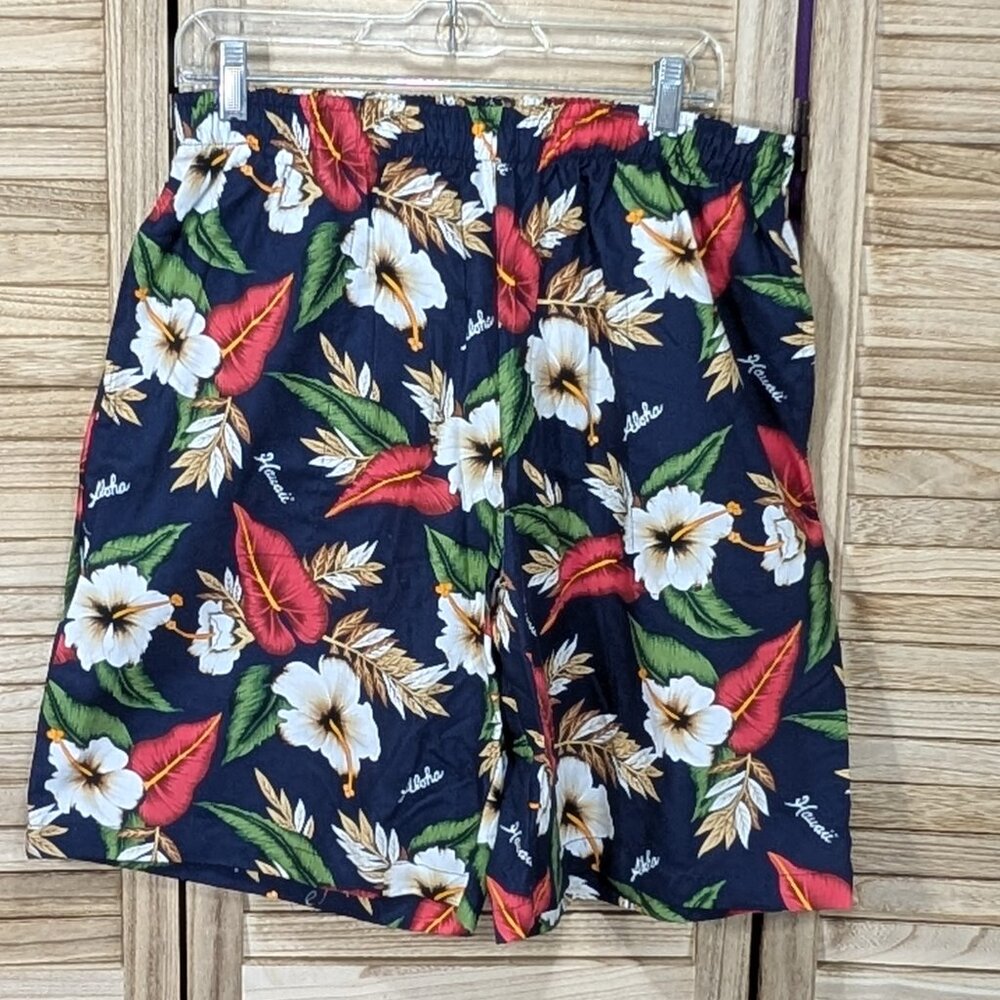 RJC Shorts Vintage Floral Hawaiian Hibiscus Print Size XL